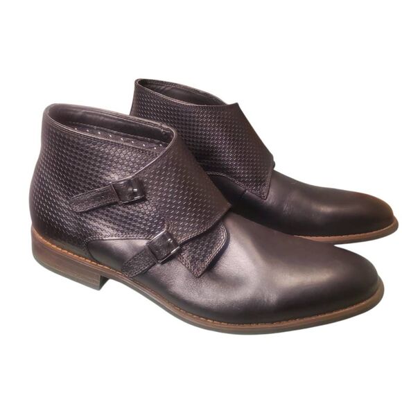 La Milano Gino II Black Leather Monk Strap ShoesBoots Size 12